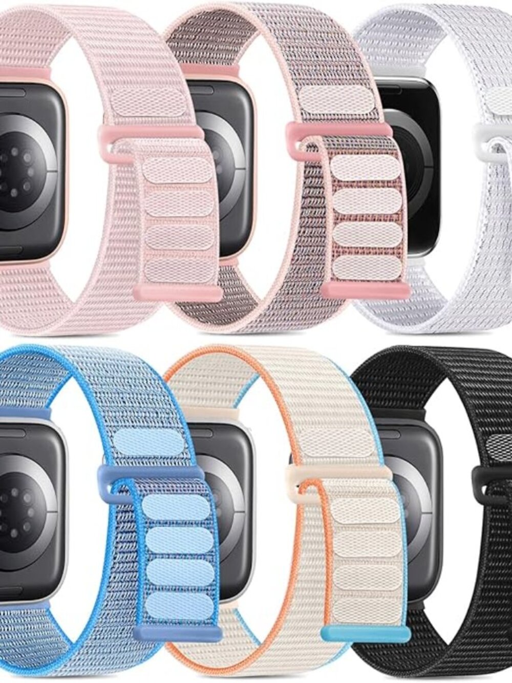 6 WJK Stretchy Nylon Straps Compatible with Apple Watch Bands - WATCH BAND ONLY